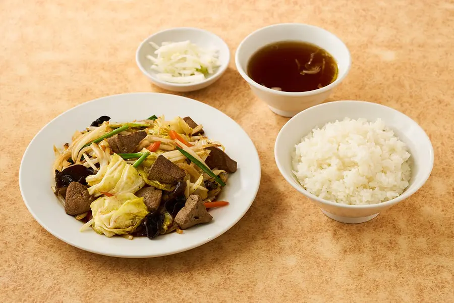 野菜レバ炒め定食